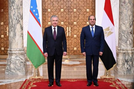 An Official Welcoming Ceremony for Uzbek President