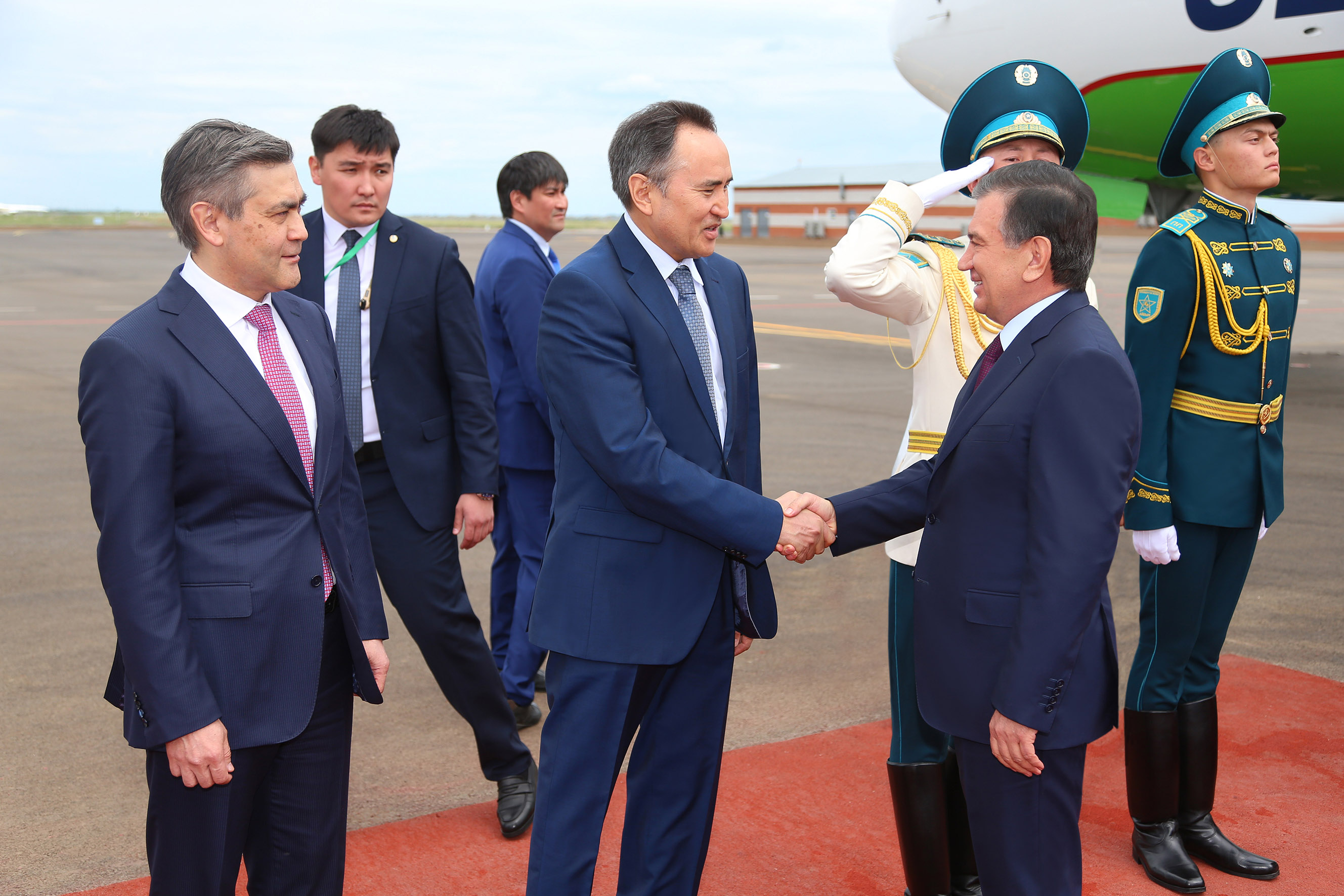Uzbekistan’s President Shavkat Mirziyoyev arrives in city of Astana