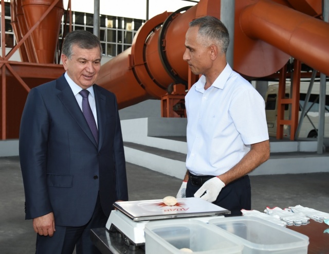 President Shavkat Mirziyoyev got acquainted with projects on building materials production President Shavkat Mirziyoyev got acquainted with projects on building materials production