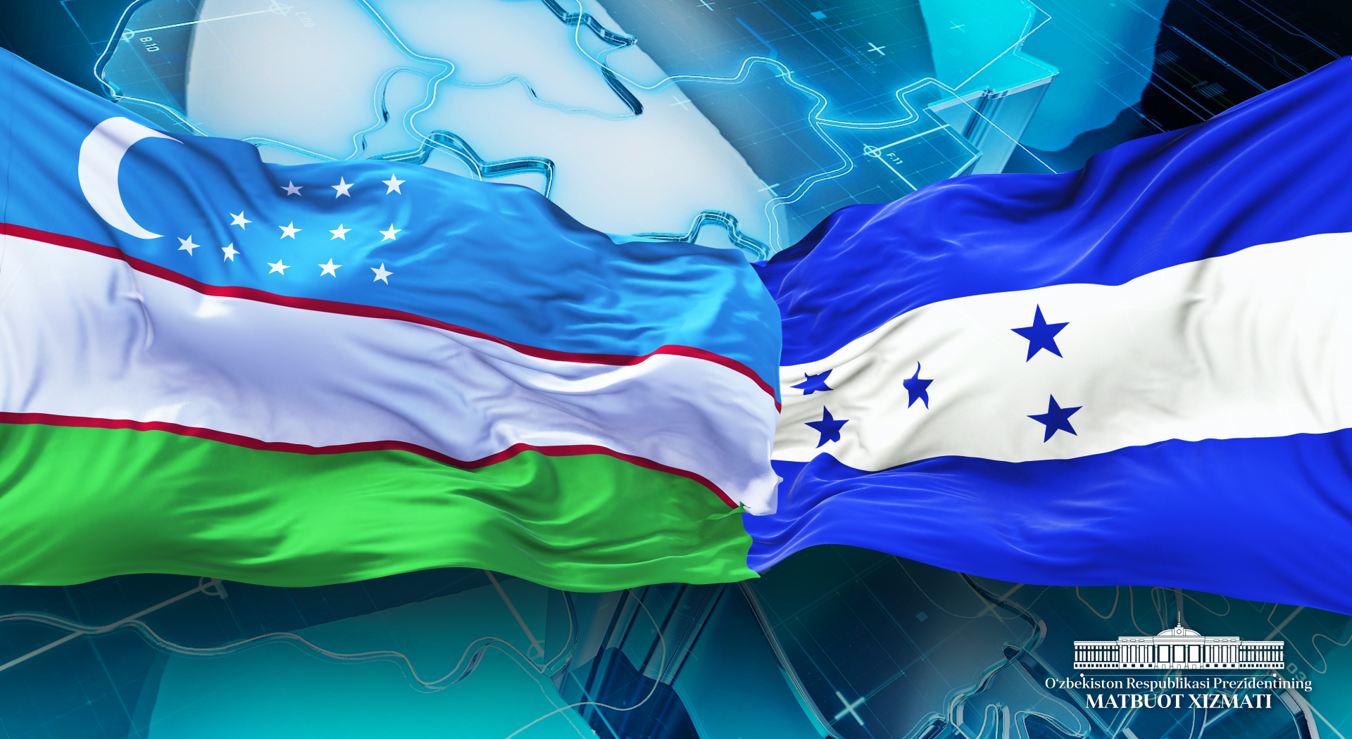 Shavkat Mirziyoyev greets the President of Honduras