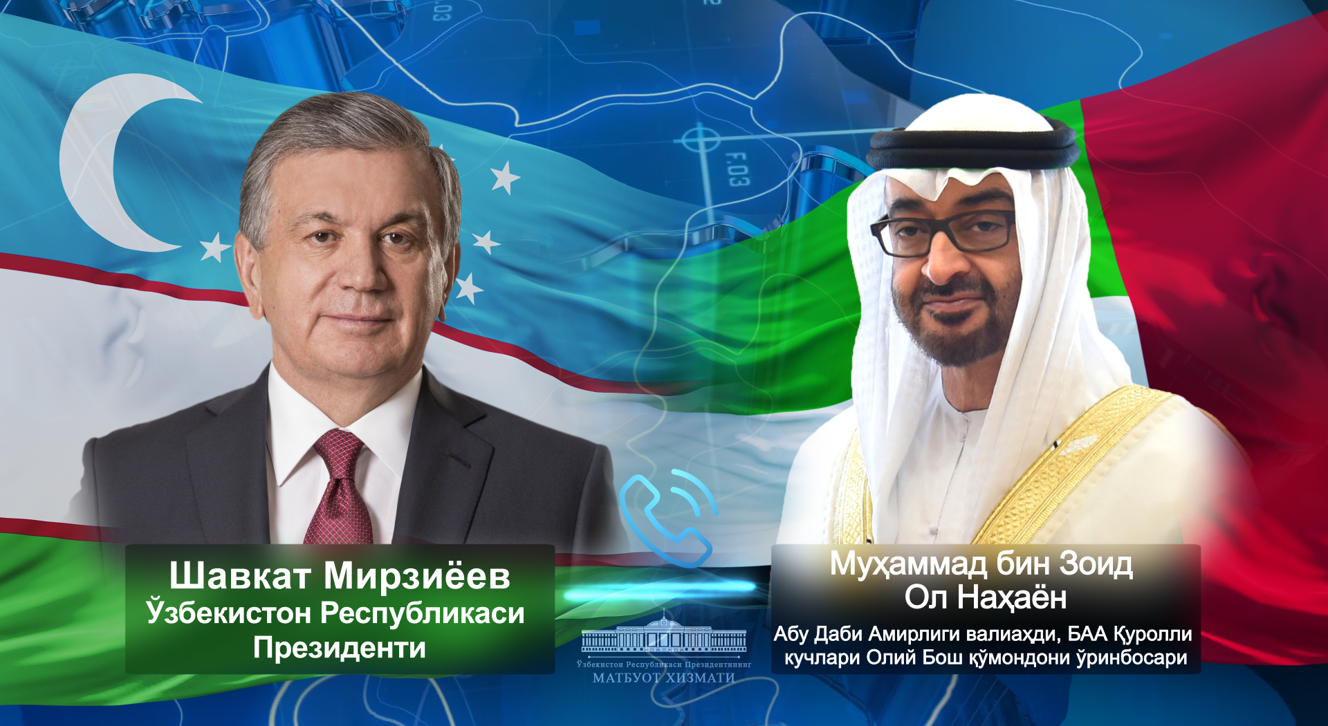 Uzbekistan’s President talks on the phone with Abu Dhabi Crown Prince, Deputy Supreme Commander-in-Chief of UAE Armed Forces