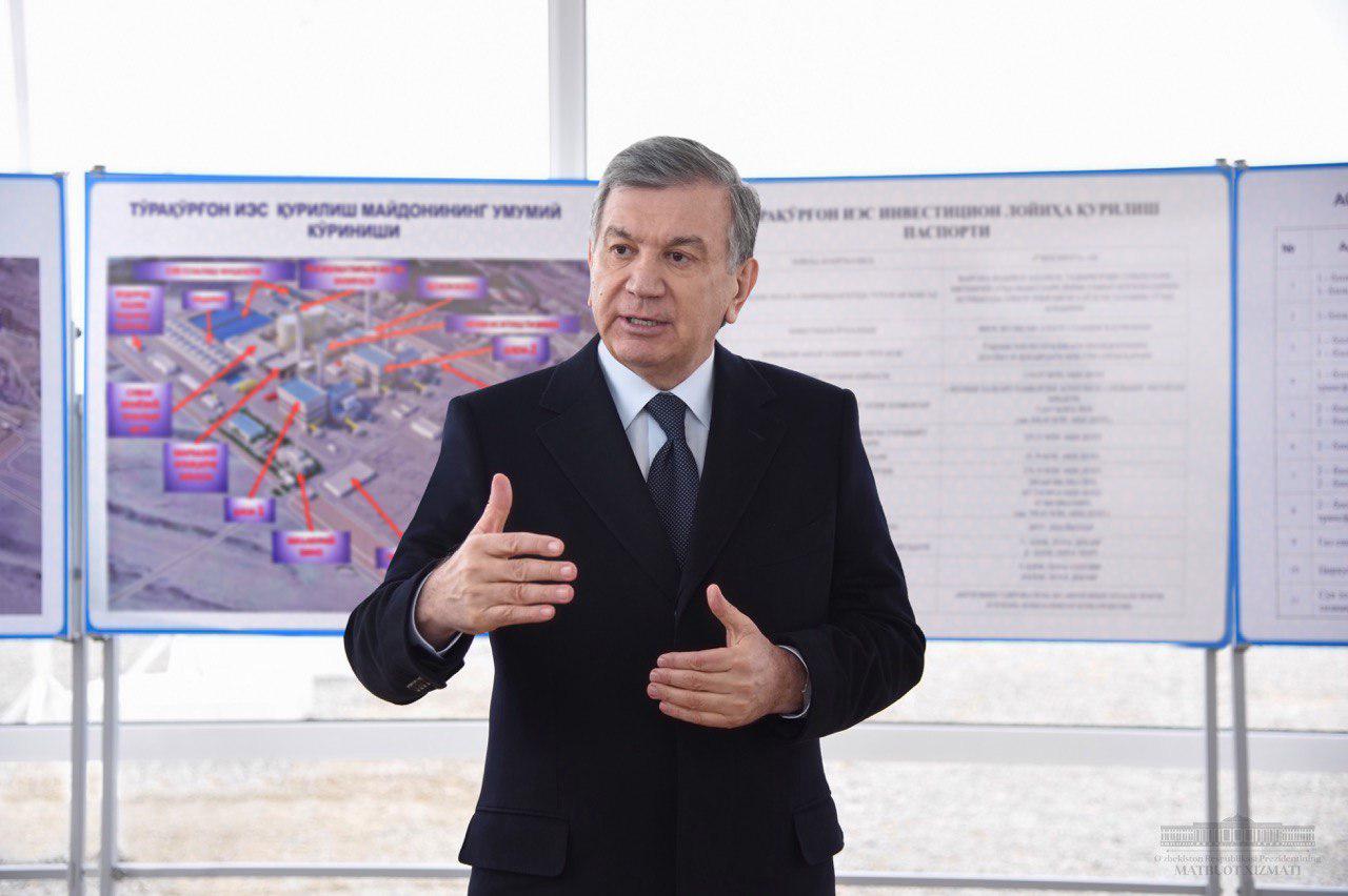 Shavkat Mirziyoyev became familiar with the process of construction of strategically important Turakurgan Thermal Power Plant